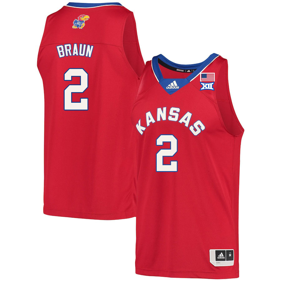 Men #2 Christian Braun Kansas Jayhawks College Basketball Jerseys Sale-Red